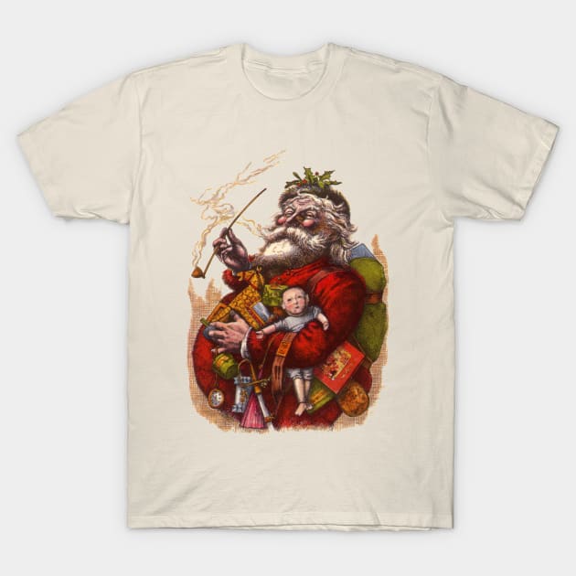 Victorian Christmas Santa Claus T-Shirt by MasterpieceCafe